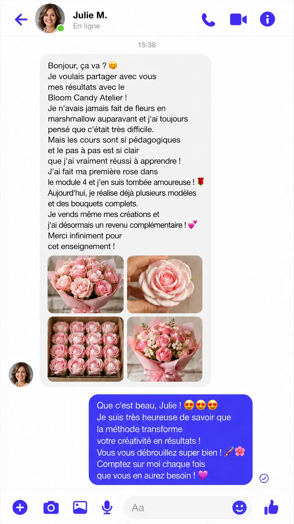 Expérience d'une élève Bloom Candy Atelier
